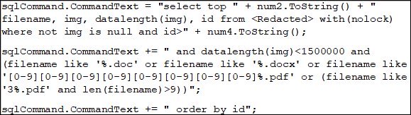 Command to dump documents from MS SQL Server database